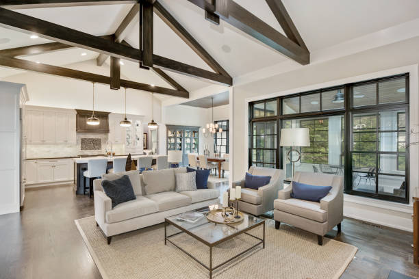 large a frame ceiling beams give a tasteful look of elegance