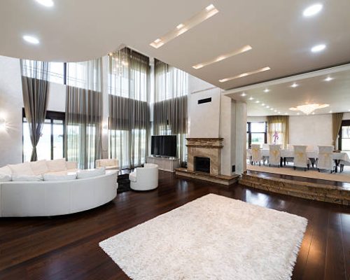 interior of a specious dining room in luxury aprtment